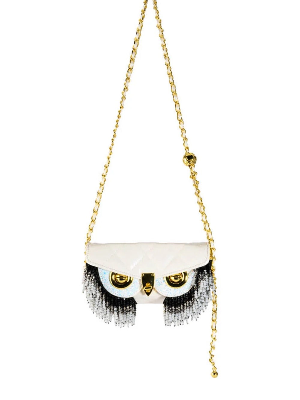 Word To The Wise Embellished White Crossbody Bag